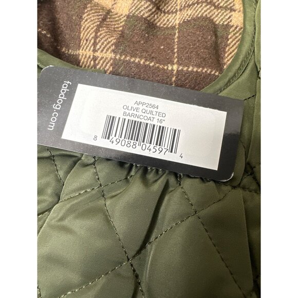 Fab Dog Outerwear Olive Quilted Barn Coat Lined Jacket For Dogs Size 16 Winter - Picture 5 of 7